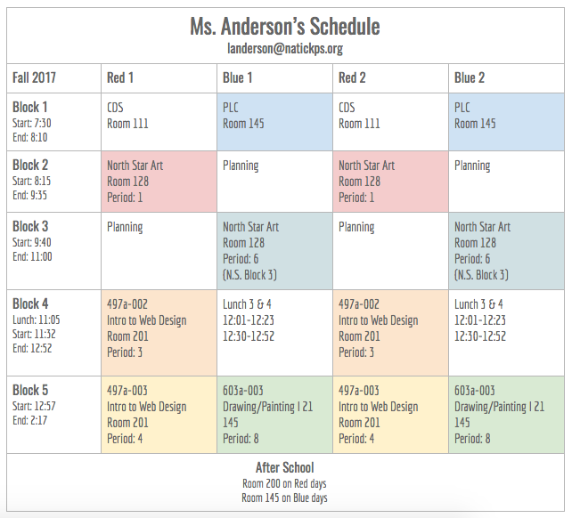 Ms. Anderson's Schedule